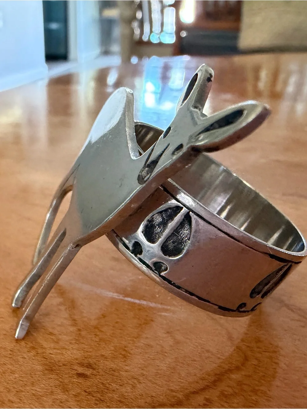 Pier One Cabincore Animal Napkin Rings Set of 4 Polished Silver Tone Metal
